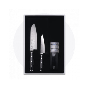 Набор ножей 3 предмета, (2 ножа и точилка), серия GOU, YAXELL, Япония, Серия GOU дамасская сталь 101 слой