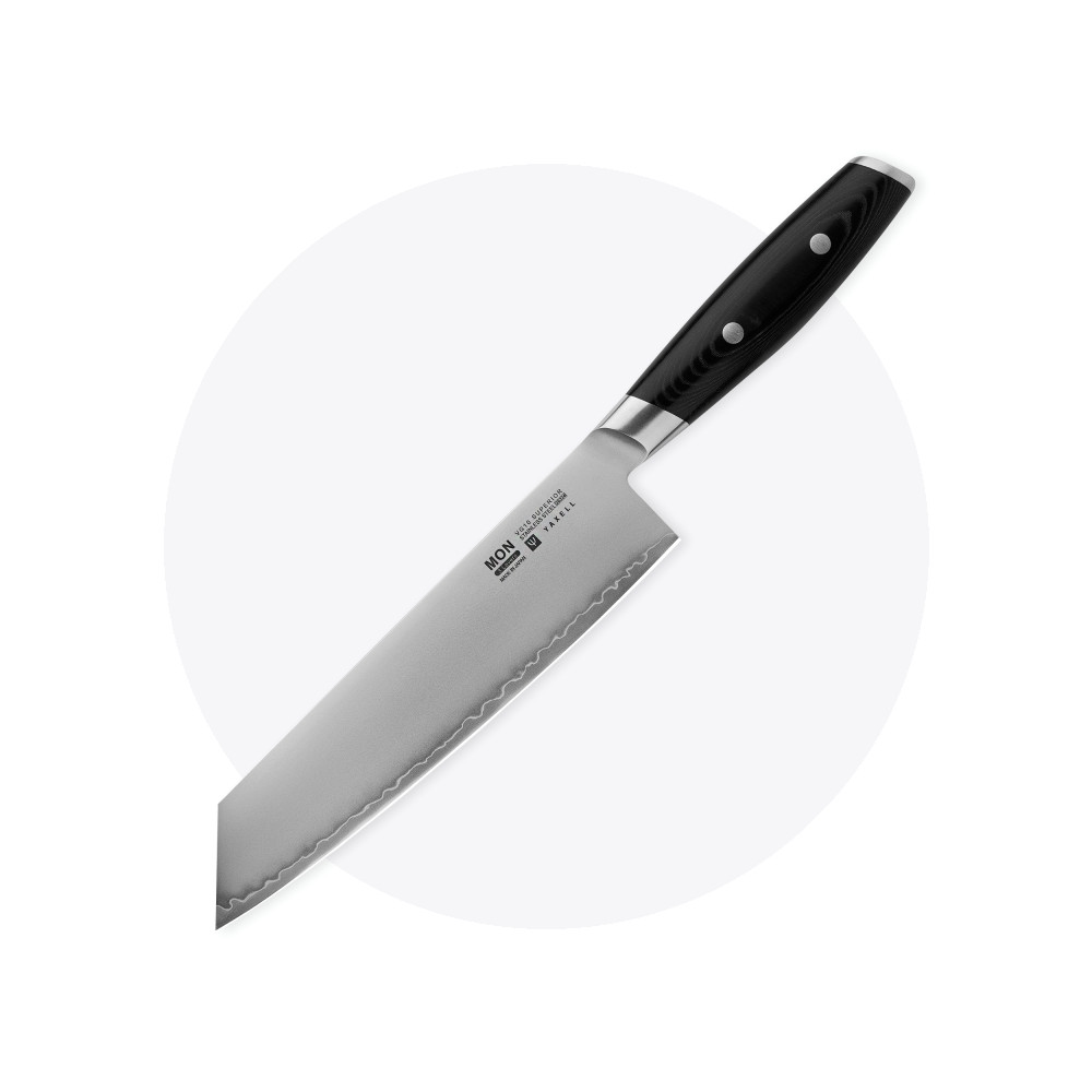 Профессиональный поварской кухонный нож, «Kiritsuke»  20 см, дамасская сталь, серия Mon, YAXELL, Япония