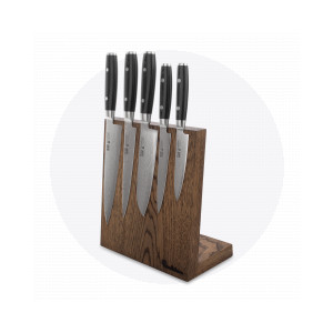 Набор из 5-ти кухонных ножей на подставке из дуба, серия RAN, YAXELL, Япония, Наборы ножей и подставки