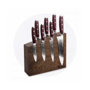 Набор из 7-и кухонных ножей на подставке из дуба, серия GOU 161, YAXELL, Япония, Наборы ножей и подставки