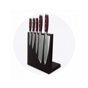 Набор из 5-ти кухонных ножей на подставке из дуба, серия GOU 161, YAXELL, Япония, Наборы ножей и подставки