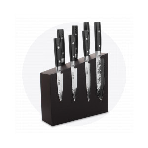Набор из 7-и кухонных ножей на подставке из дуба, серия Zen, YAXELL, Япония, Серия ZEN дамасская сталь 37 слоев