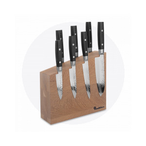 Набор из 7-и кухонных ножей на подставке из дуба, серия Zen, YAXELL, Япония, Наборы ножей и подставки