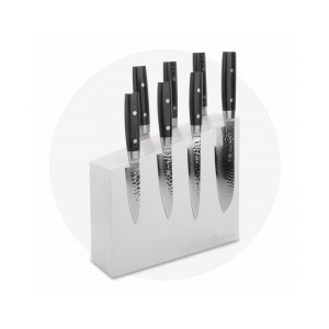 Набор из 7-и кухонных ножей на подставке из дуба, серия Zen, YAXELL, Япония, Серия ZEN дамасская сталь 37 слоев