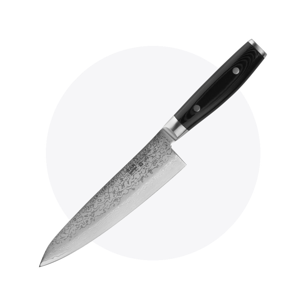 Профессиональный поварской кухонный нож 20 см, «Gyuto», дамасская сталь, серия Ran, YAXELL, Япония