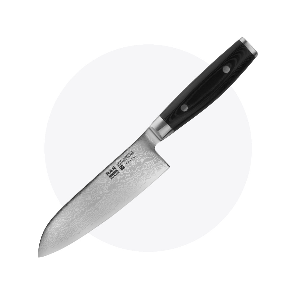 Нож кухонный Сантоку 16,5 см, «Santoku», дамасская сталь, серия Ran, YAXELL, Япония