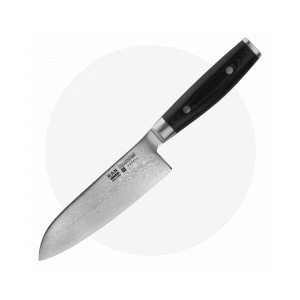 Нож кухонный Сантоку 16,5 см, «Santoku», дамасская сталь, серия Ran, YAXELL, Япония, Ножи поварские