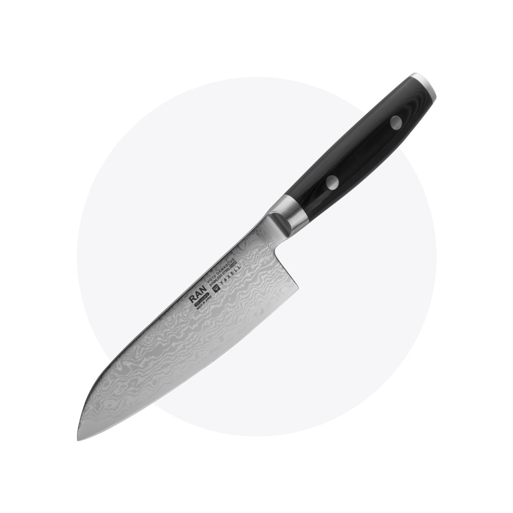 Нож кухонный Сантоку 12,5 см, «Santoku», дамасская сталь, серия Ran, YAXELL, Япония