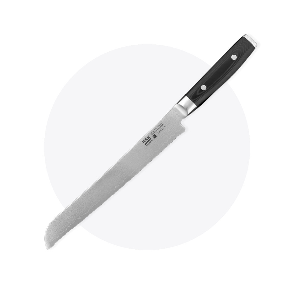 Нож кухонный для хлеба 25 см, «Pankiri», дамасская сталь, серия Ran, YAXELL, Япония