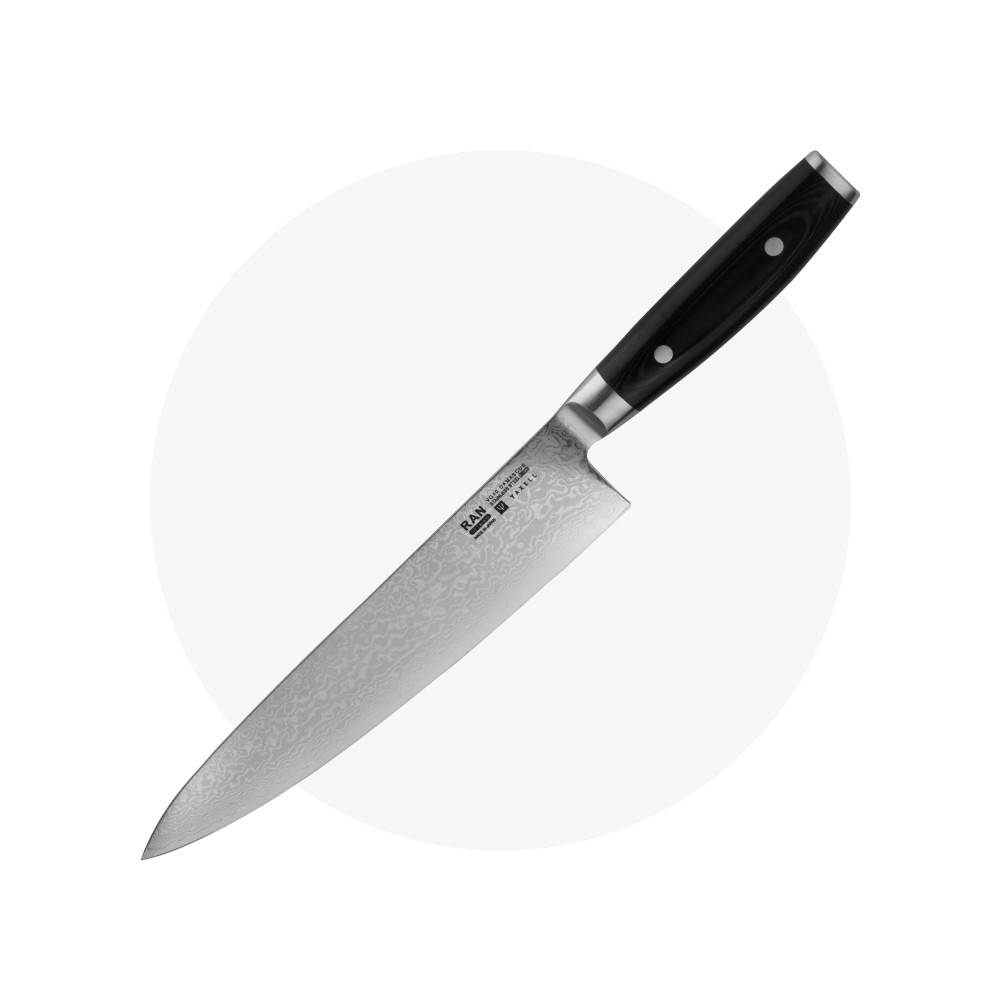 Профессиональный поварской кухонный нож 25,5 см, «Gyuto», дамасская сталь, серия Ran, YAXELL, Япония