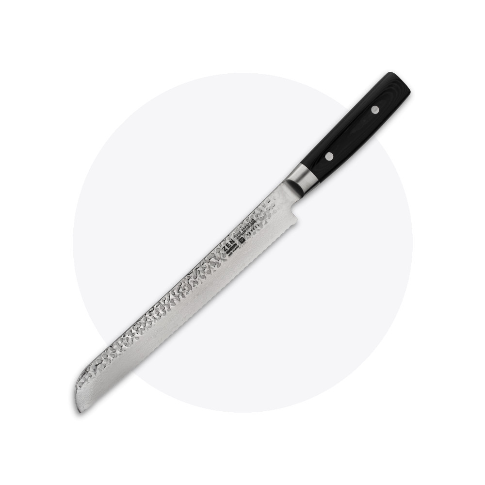 Нож кухонный для хлеба 23 см, «Pankiri», дамасская сталь, серия Zen, YAXELL, Япония