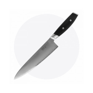 Профессиональный поварской кухонный нож 20 см, «Gyuto», сталь VG-10 в обкладке из нержавеющей стали, серия Mon, YAXELL, Япония, Серия MON дамасская сталь 3 слоя