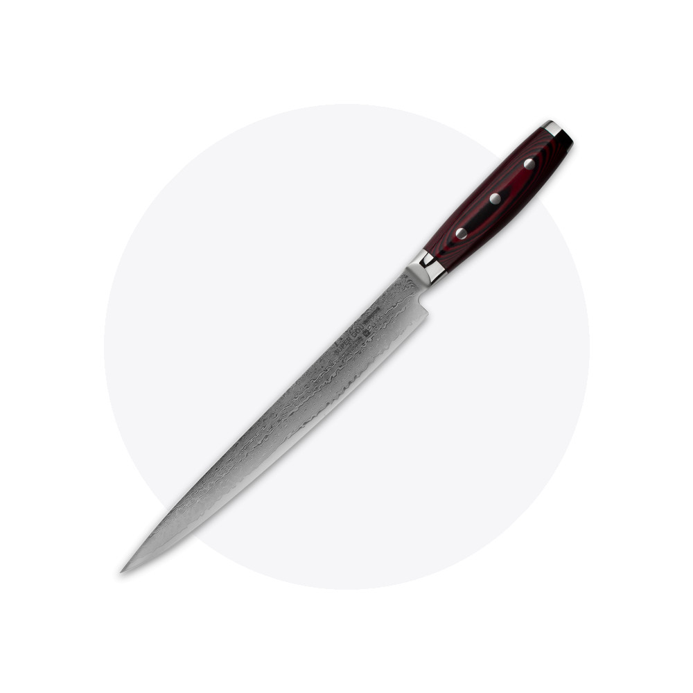 Нож кухонный для тонкой нарезки 25 см, «Sujihiki», дамасская сталь, серия GOU 161, YAXELL, Япония
