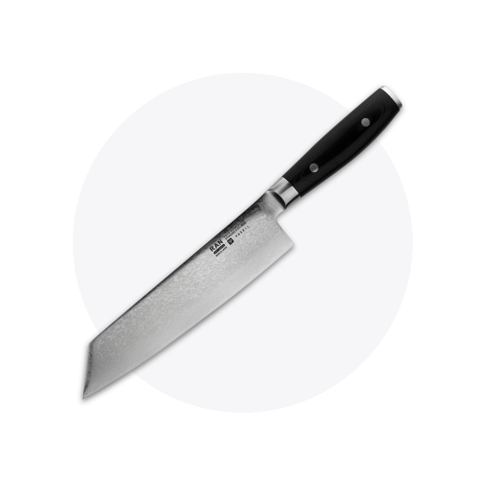 Профессиональный поварской кухонный нож, «Kiritsuke» 20 см, дамасская сталь, серия Ran, YAXELL, Япония