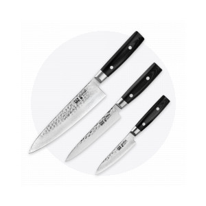 Набор из 3-х кухонных ножей «поварская тройка», серия Zen, YAXELL, Япония, Серия ZEN дамасская сталь 37 слоев