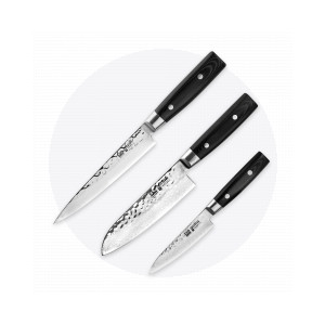 Набор из 3-х кухонных ножей «поварская тройка», серия Zen, YAXELL, Япония, Наборы ножей и подставки