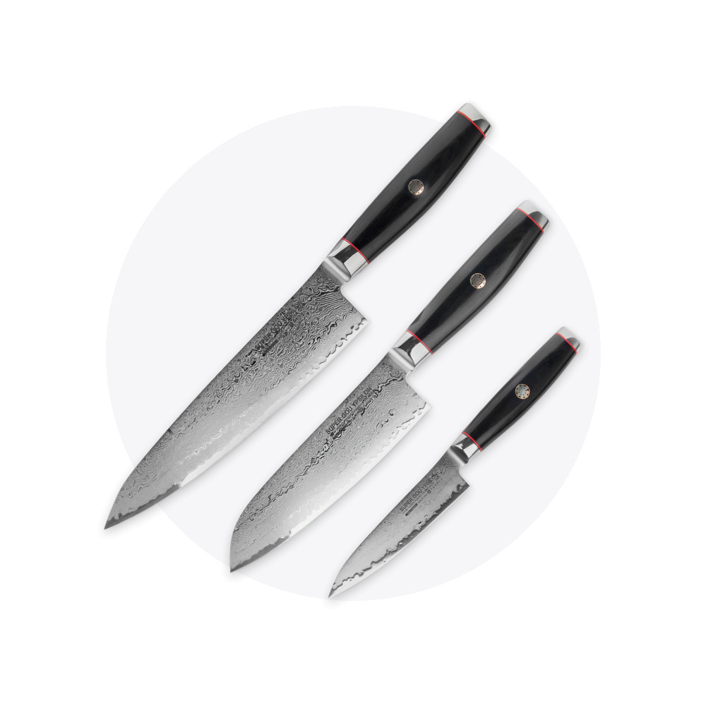 Набор из 3-х кухонных ножей «поварская тройка», серия Ypsilon, YAXELL, Япония