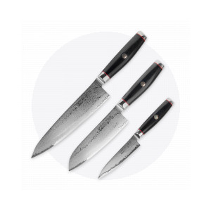 Набор из 3-х кухонных ножей «поварская тройка», серия Ypsilon, YAXELL, Япония, Наборы ножей и подставки